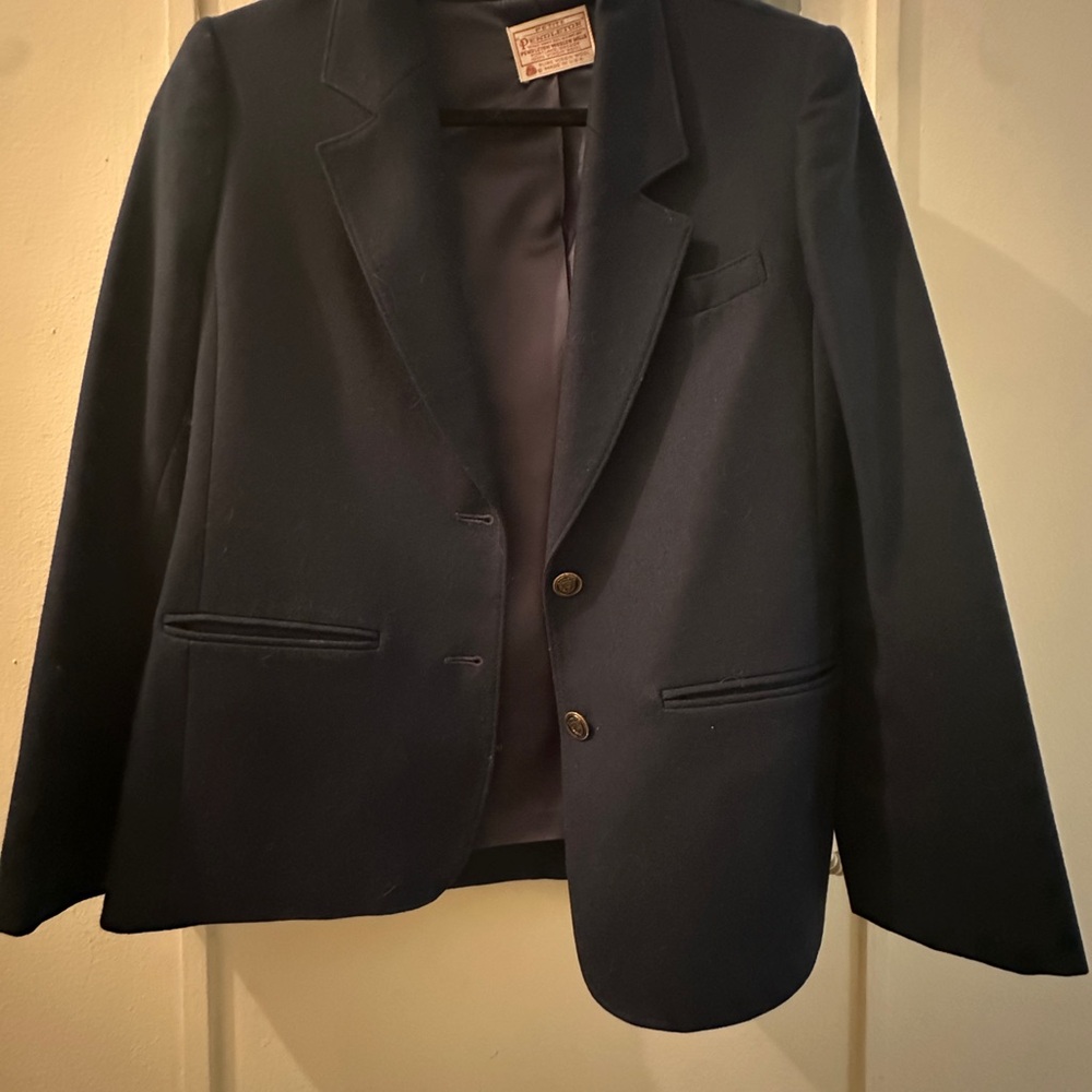 Pendleton Vintage Pure Virgin Wool Blazer Womens Classic Navy Size 8